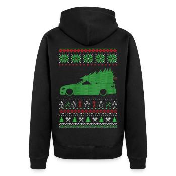Christmas Ugly Sweater - Unisex Premium Organic Zip Hoodie - black - Back - Nico (187cm)