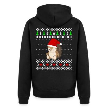 Hérisson doux cadeau de Noël moche - Veste à capuche bio Premium Unisexe - noir - Dos - Nico (187cm)