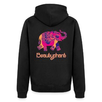 Elefant Mandala Zeichnung schön bunt - Unisex Premium Bio Zip Hoodie - Schwarz - Hinten - Nico (187cm)