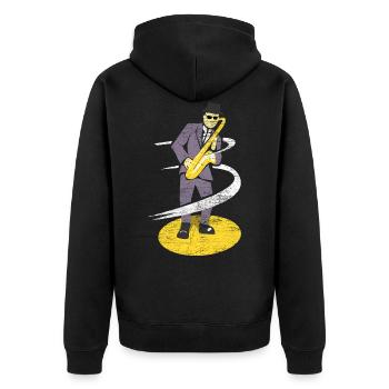 Saxophon klassische Musikinstrument Band Geschenk - Unisex Premium Bio Zip Hoodie - Schwarz - Hinten - Nico (187cm)