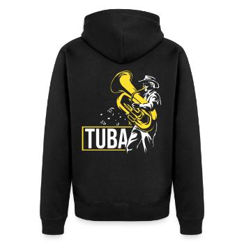 Tiefbrummende Tuba Blaskapelle - Unisex Premium Bio Zip Hoodie - Schwarz - Hinten - Nico (187cm)