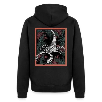 Scorpion fern - Unisex Premium Organic Zip Hoodie - black - Back - Nico (187cm)