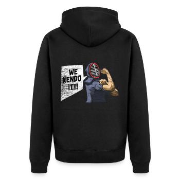 Kendo Japanisch Bambus Schwert Kampfsport Geschenk - Unisex Premium Bio Zip Hoodie - Schwarz - Hinten - Nico (187cm)