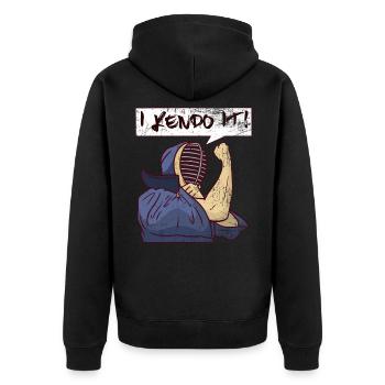 Kendo Japanisch Bambus Kampfsport Geschenk - Unisex Premium Bio Zip Hoodie - Schwarz - Hinten - Nico (187cm)