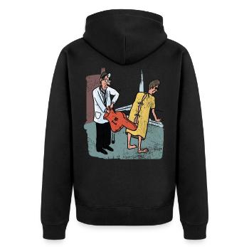 Urologe Urologie Ärztin Harnwege Geschenk - Unisex Premium Bio Zip Hoodie - Schwarz - Hinten - Nico (187cm)