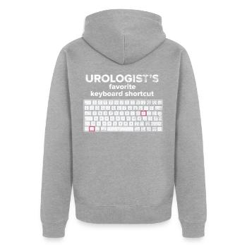 Urologe Urologie Ärztin Computertastatur Geschenk - Unisex Premium Bio Zip Hoodie - Grau meliert - Hinten - Nico (187cm)