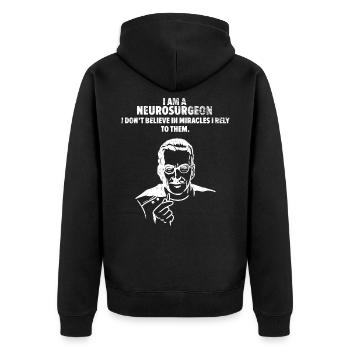 Neurochirurgin Gehirn Doktor Neurochirurgie - Unisex Premium Bio Zip Hoodie - Schwarz - Hinten - Nico (187cm)