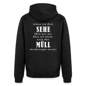 Wenn ich dich sehe - Unisex Premium Bio Zip Hoodie - Schwarz - Hinten - Nico (187cm)