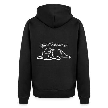 Katzen Weihnachten Der Weihnachtsmann Geschenk - Unisex Premium Bio Zip Hoodie - Schwarz - Hinten - Nico (187cm)