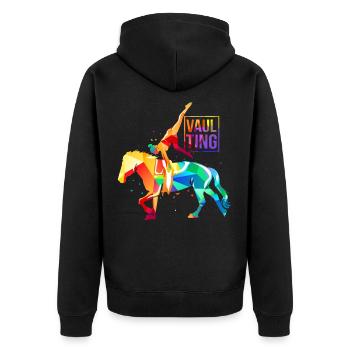 Pferd Voltigieren - Unisex Premium Bio Zip Hoodie - Schwarz - Hinten - Nico (187cm)