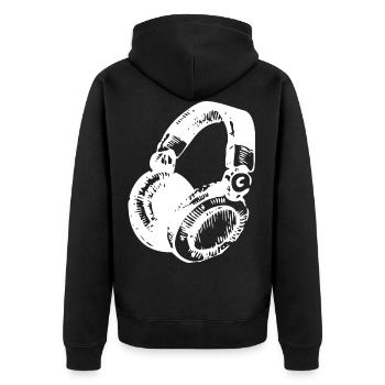 DJ Headset - Unisex Premium Bio Zip Hoodie - Schwarz - Hinten - Nico (187cm)
