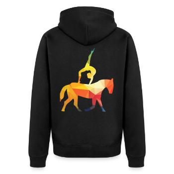 Voltigieren Gymnastik Pferdesport - Unisex Premium Bio Zip Hoodie - Schwarz - Hinten - Nico (187cm)