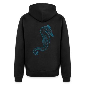 Seepferdchen Ozean Fisch Geschenk - Unisex Premium Bio Zip Hoodie - Schwarz - Hinten - Nico (187cm)