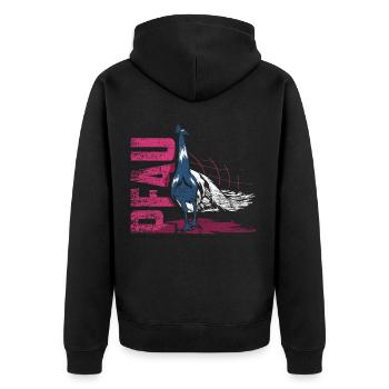 Peacock peahen bird - Unisex Premium Organic Zip Hoodie - black - Back - Nico (187cm)