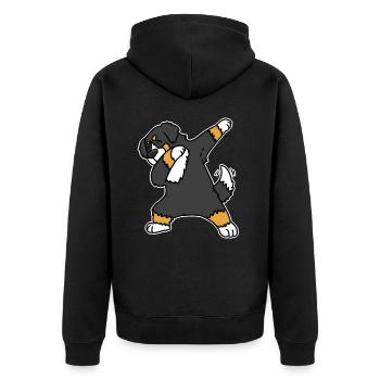 Berner Sennenhund dab - Unisex Premium Bio Zip Hoodie - Schwarz - Hinten - Nico (187cm)