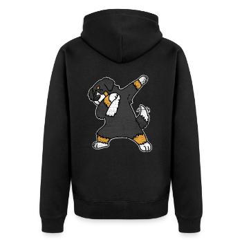 Berner Sennenhund dab - Unisex Premium Bio Zip Hoodie - Schwarz - Hinten - Nico (187cm)