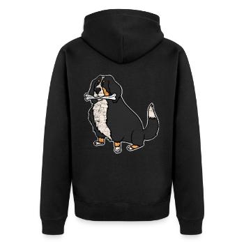 Berner Sennenhund - Unisex Premium Bio Zip Hoodie - Schwarz - Hinten - Nico (187cm)