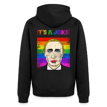 Putin Witz Politiker Geschenk - Unisex Premium Bio Zip Hoodie - Schwarz - Hinten - Nico (187cm)