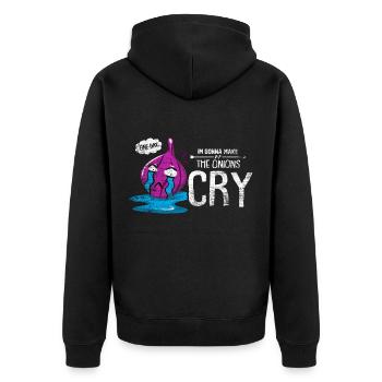 Zwiebel Gemüse Heulsuse Geschenkidee - Unisex Premium Bio Zip Hoodie - Schwarz - Hinten - Nico (187cm)