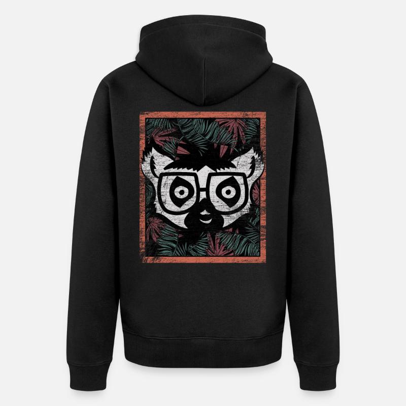 Lemur Madagaskar Geschenk - Unisex Premium Bio Zip Hoodie - Schwarz