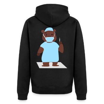 Bär Chirurg - Unisex Premium Bio Zip Hoodie - Schwarz - Hinten - Nico (187cm)