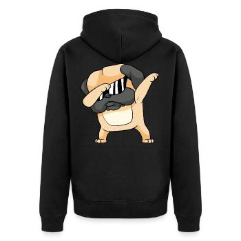 Dabbing Dab Pug Dogs - Unisex Premium Organic Zip Hoodie - black - Back - Nico (187cm)