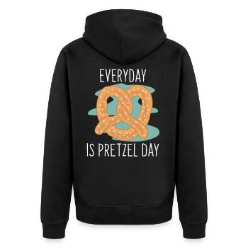 Pretzel chocolate gift - Unisex Premium Organic Zip Hoodie - black - Back - Nico (187cm)