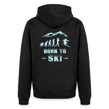 Ski Evolution Born to Ski skier - Unisex Premium Organic Zip Hoodie - black - Back - Nico (187cm)