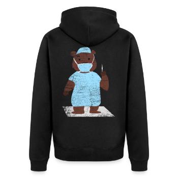 Bär Chirurg Geschenk - Unisex Premium Bio Zip Hoodie - Schwarz - Hinten - Nico (187cm)