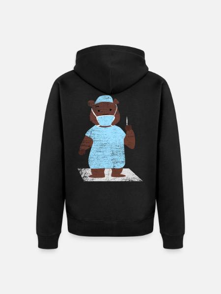 Bear surgeon gift - Unisex Premium Organic Zip Hoodie - black