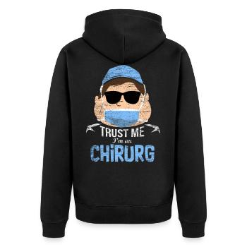 Chirurg Geschenk - Unisex Premium Bio Zip Hoodie - Schwarz - Hinten - Nico (187cm)
