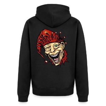 Joker - Clown - Harlekin - Unisex Premium Bio Zip Hoodie - Schwarz - Hinten - Nico (187cm)