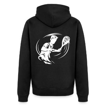 speedminton - Unisex Premium Organic Zip Hoodie - black - Back - Nico (187cm)