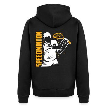 speedminton - Unisex Premium Organic Zip Hoodie - black - Back - Nico (187cm)
