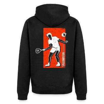 speedminton - Unisex Premium Organic Zip Hoodie - black - Back - Nico (187cm)