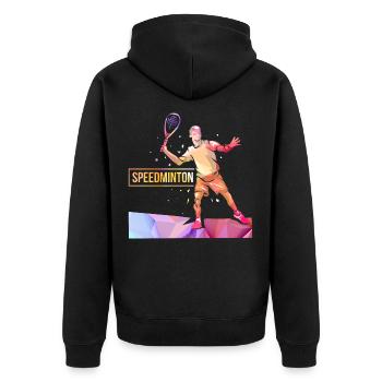speedminton - Unisex Premium Organic Zip Hoodie - black - Back - Nico (187cm)