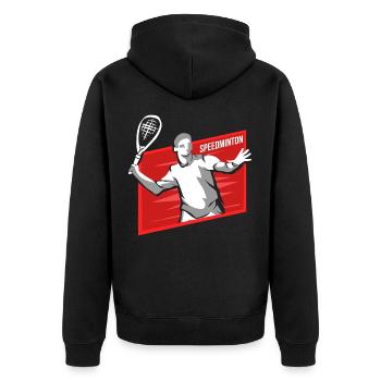 speedminton - Unisex Premium Organic Zip Hoodie - black - Back - Nico (187cm)