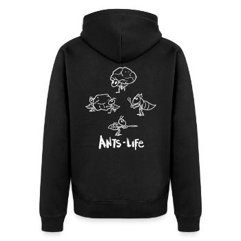 Ameisen - Unisex Premium Bio Zip Hoodie - Schwarz - Hinten - Nico (187cm)