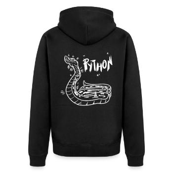 python - Unisex Premium Organic Zip Hoodie - black - Back - Nico (187cm)