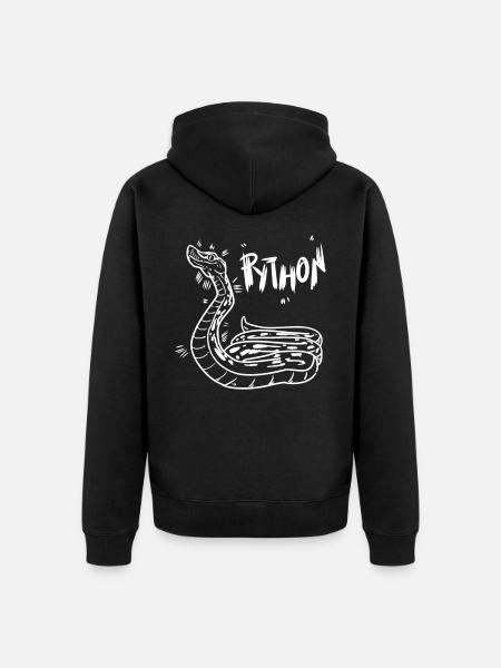 Python - Unisex Premium Bio Zip Hoodie - Schwarz