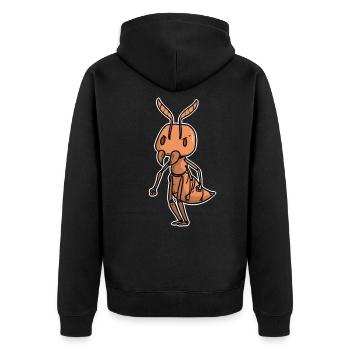 Ameise - Unisex Premium Bio Zip Hoodie - Schwarz - Hinten - Nico (187cm)