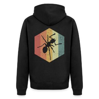 Ameise - Unisex Premium Bio Zip Hoodie - Schwarz - Hinten - Nico (187cm)