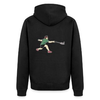 speedminton - Unisex Premium Organic Zip Hoodie - black - Back - Nico (187cm)