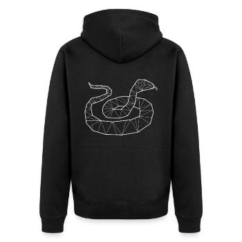 Python geometrische - Unisex Premium Bio Zip Hoodie - Schwarz - Hinten - Nico (187cm)