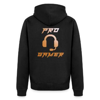 Pro Gamer Gaming Headset Gamer - Unisex Premium Bio Zip Hoodie - Schwarz - Hinten - Nico (187cm)