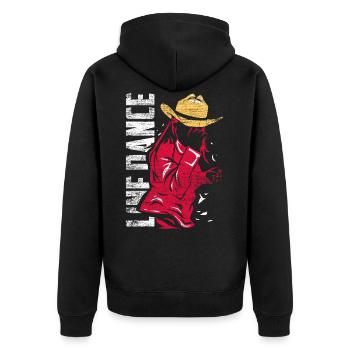 Linie Tanzen Musik - Unisex Premium Bio Zip Hoodie - Schwarz - Hinten - Nico (187cm)