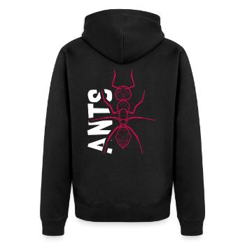 Ameise - Unisex Premium Bio Zip Hoodie - Schwarz - Hinten - Nico (187cm)