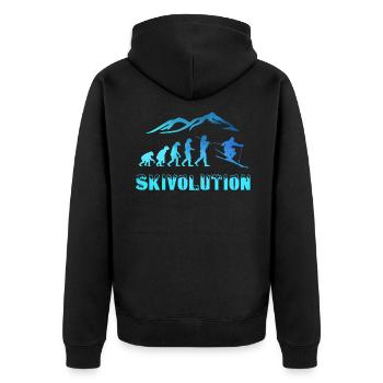 Ski Evolution Skifahrer Schnee Winter - Unisex Premium Bio Zip Hoodie - Schwarz - Hinten - Nico (187cm)