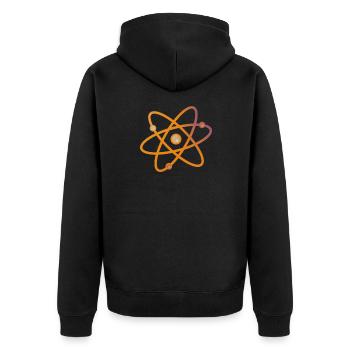 Buntes Atom Neutron Elektron - Unisex Premium Bio Zip Hoodie - Schwarz - Hinten - Nico (187cm)