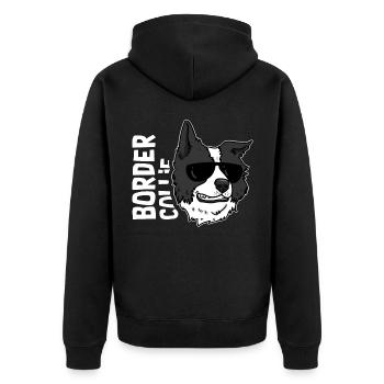Border Collie - Unisex Premium Bio Zip Hoodie - Schwarz - Hinten - Nico (187cm)